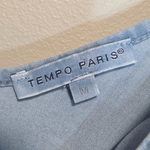 Tempo Paris Oversized Maxi Dress Blue Chambray Women M Lagenlook Coastal Cowgirl - Picture 3 of 10